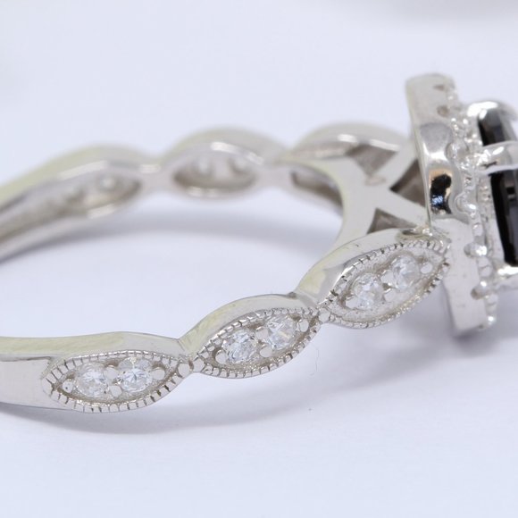 1.00 Carat Round Black Diamond CZ Art Deco Wedding - Picture 2 of 3